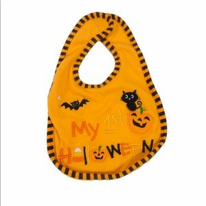 My 1st Halloween Cat, Bat & Pumpkin Bib, Orange